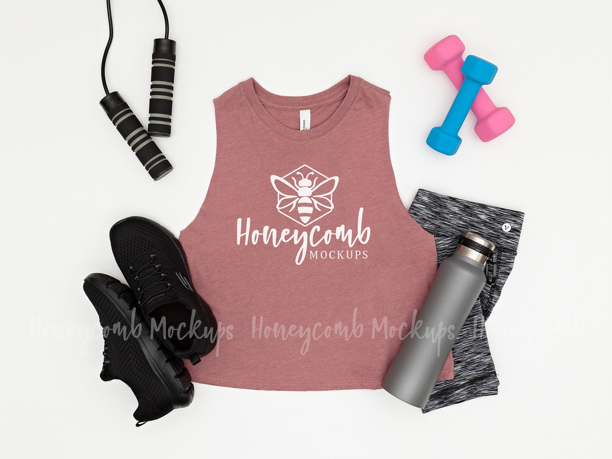 Bella Canvas 6682 Womens Racerback Cropped Tank | Heather Mauve | Workout | SKU1145