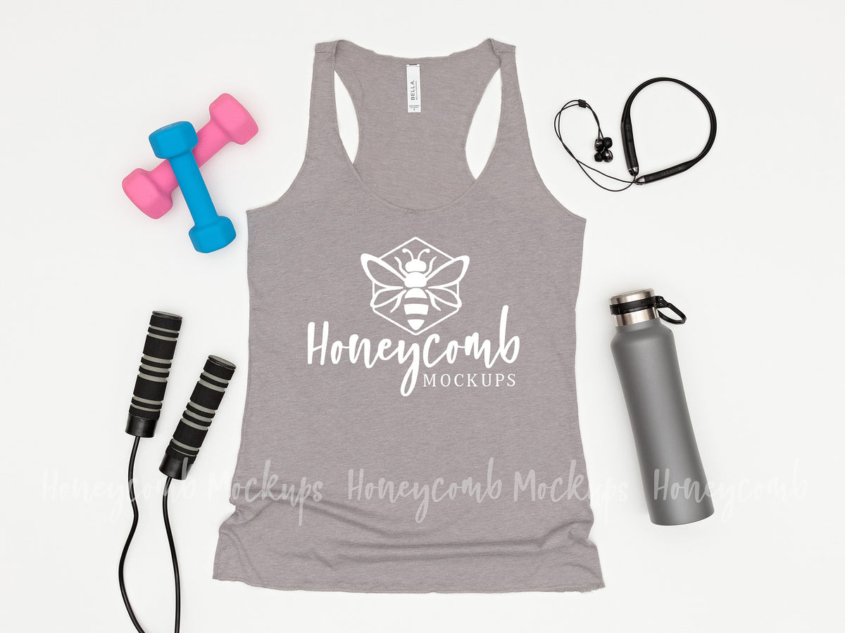 Bella Canvas 8430 Womens Tri-Blend Racerback Tank | Athletic Heather | Workout | SKU1149