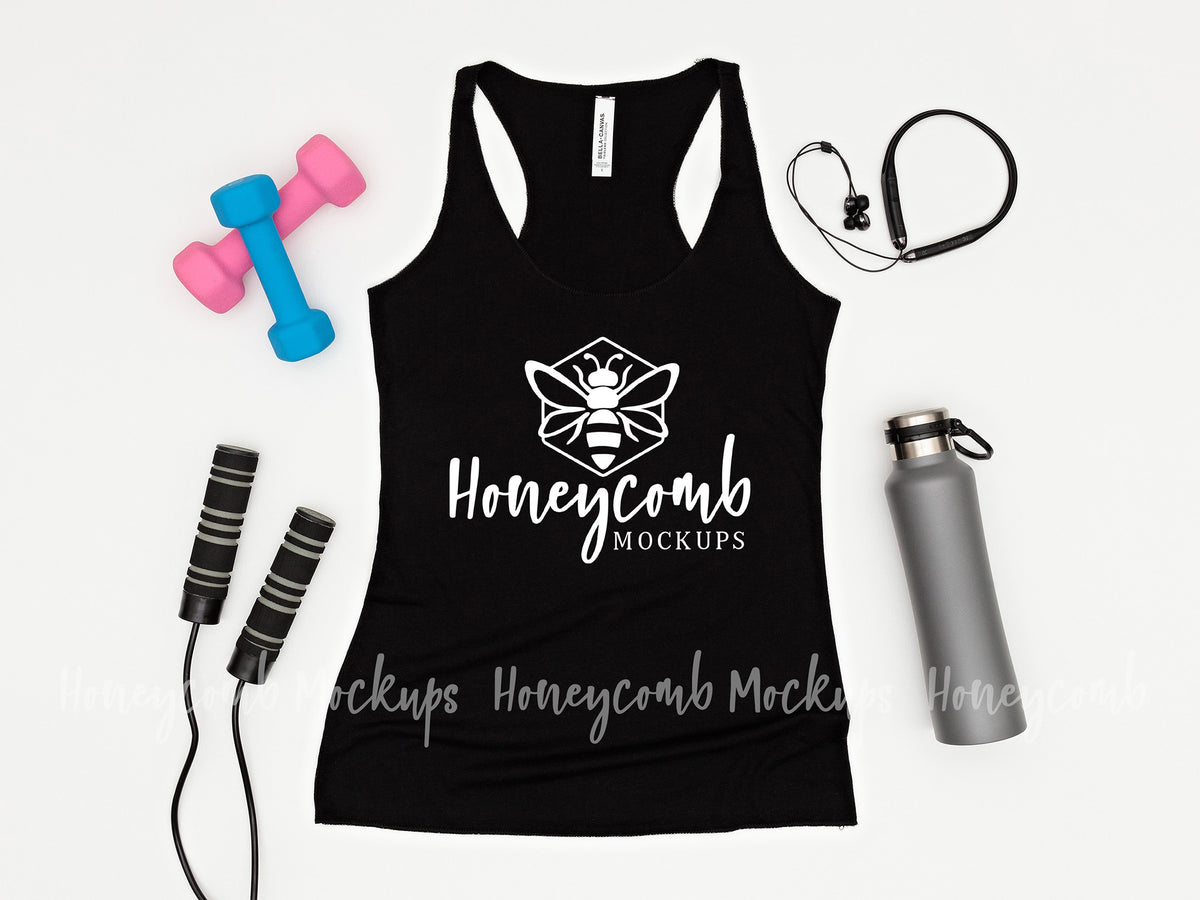 Bella Canvas 8430 Womens Tri-Blend Racerback Tank | Black | Workout | SKU1150