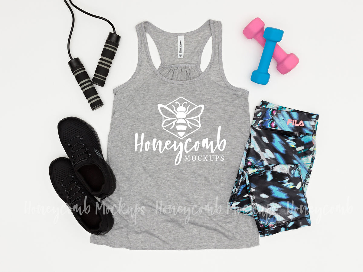 Bella Canvas 8800 Womens Flowy Racerback Tank | Athletic Heather | Workout | SKU1152