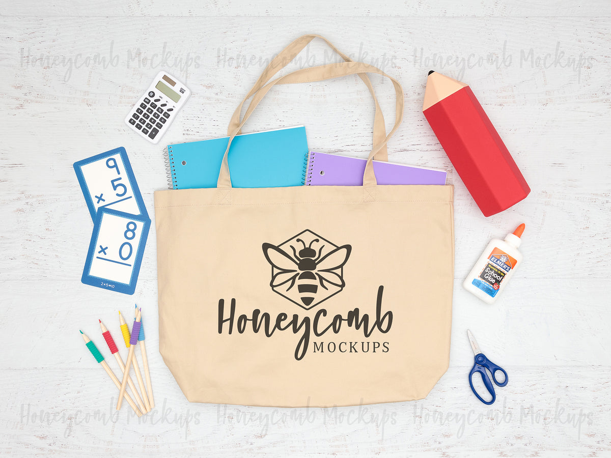 EC8001 Large Canvas Tote Bag | Oyster | School/Teacher | SKU2443