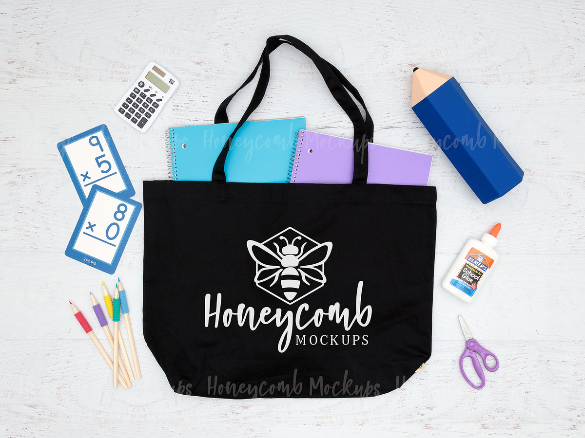 EC8001 Large Canvas Tote Bag | Black | School/Teacher | SKU2444