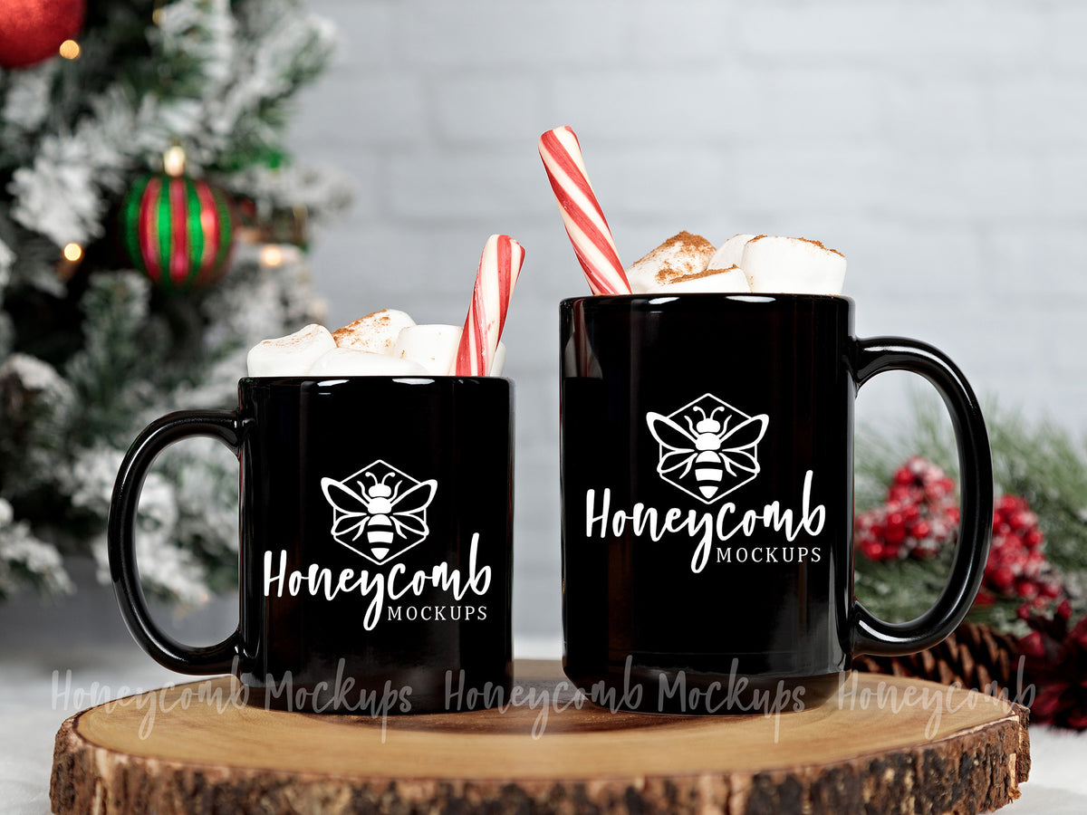 11 and 15 Ounce Mugs | Black | Christmas | SKU1750