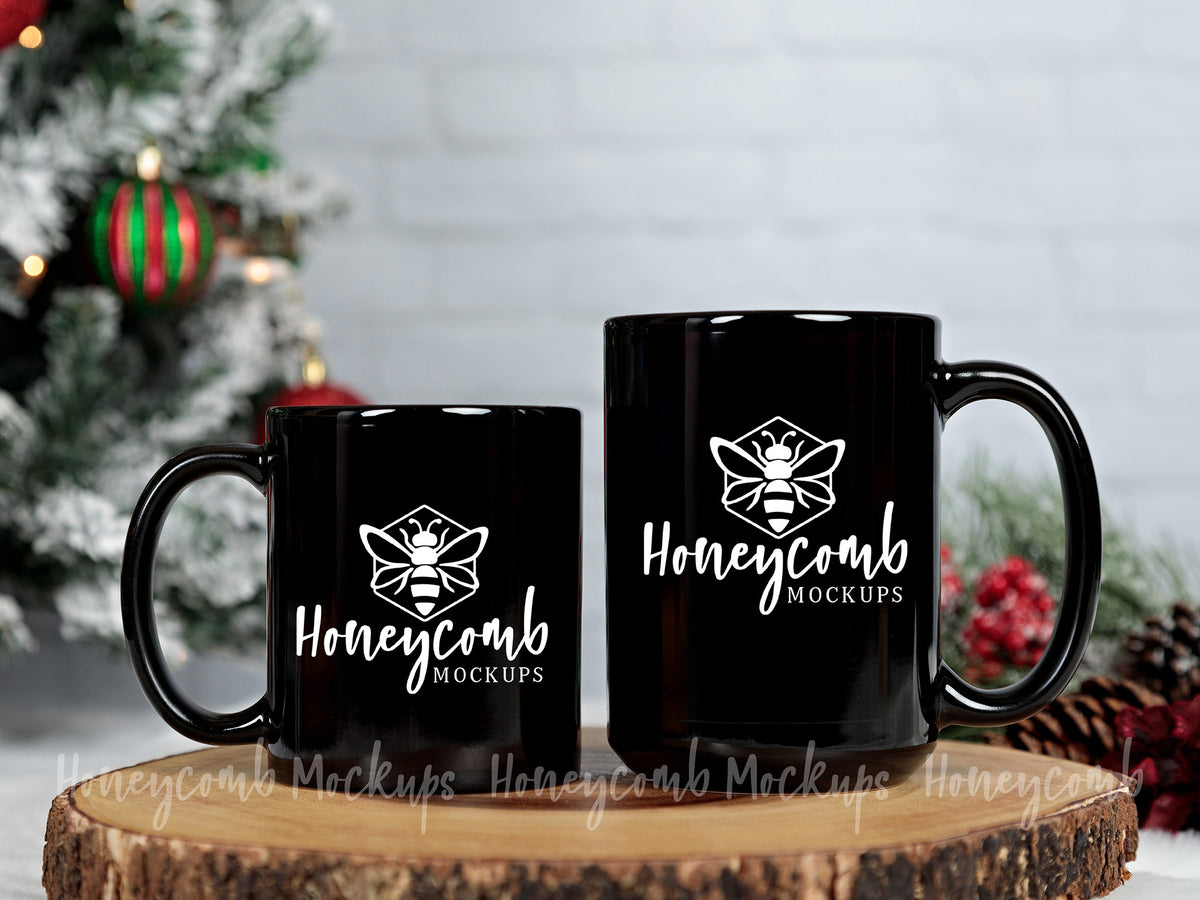 11 and 15 Ounce Mugs | Black | Christmas | SKU1749