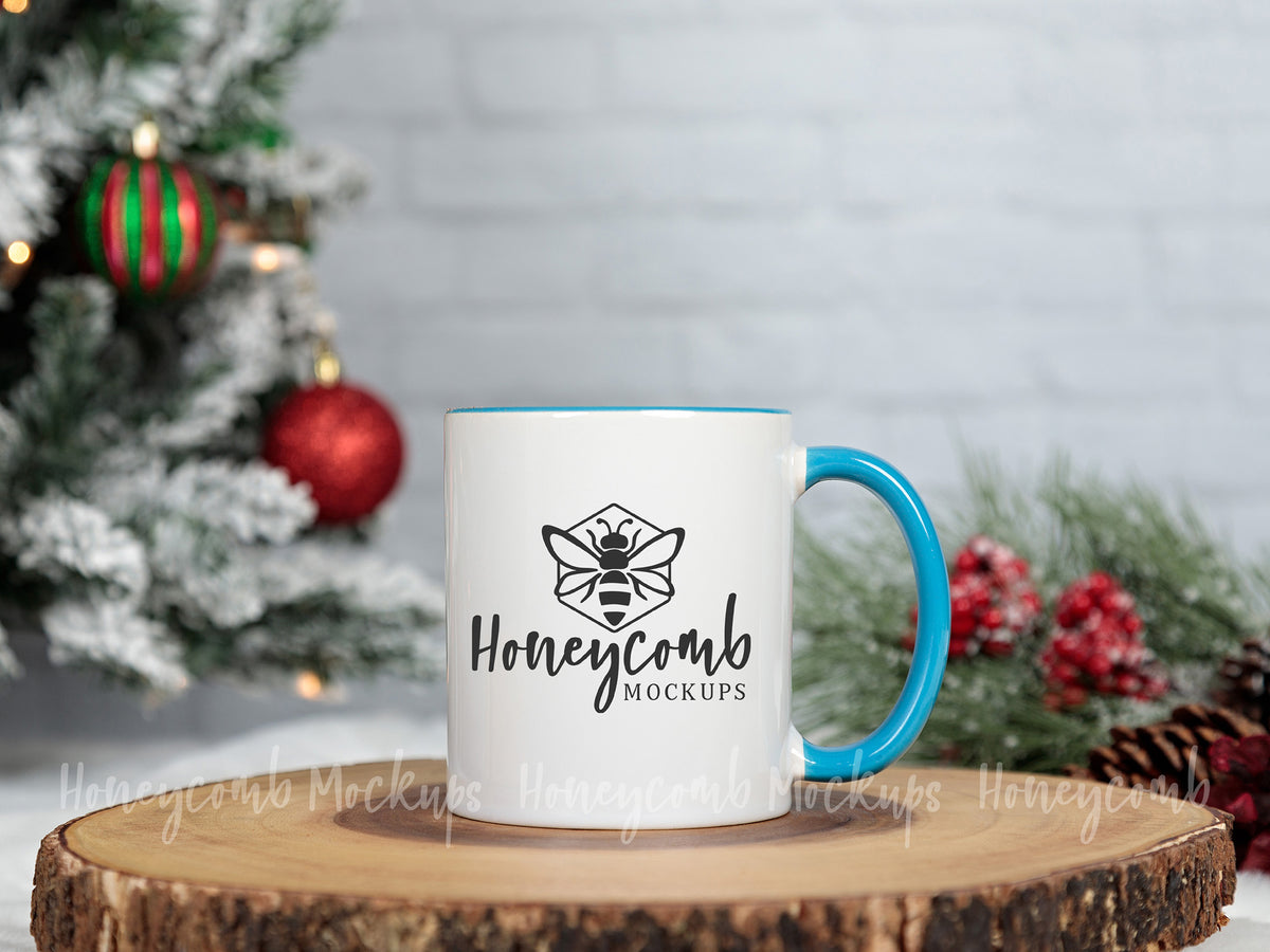 11 Ounce Accent Mug | White/Blue | Christmas | SKU1754