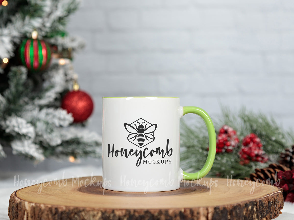 11 Ounce Accent Mug | White/Green | Christmas | SKU1755
