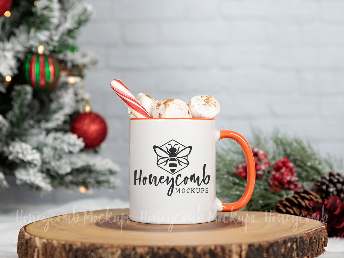11 Ounce Accent Mug | White/Orange | Christmas | SKU1759