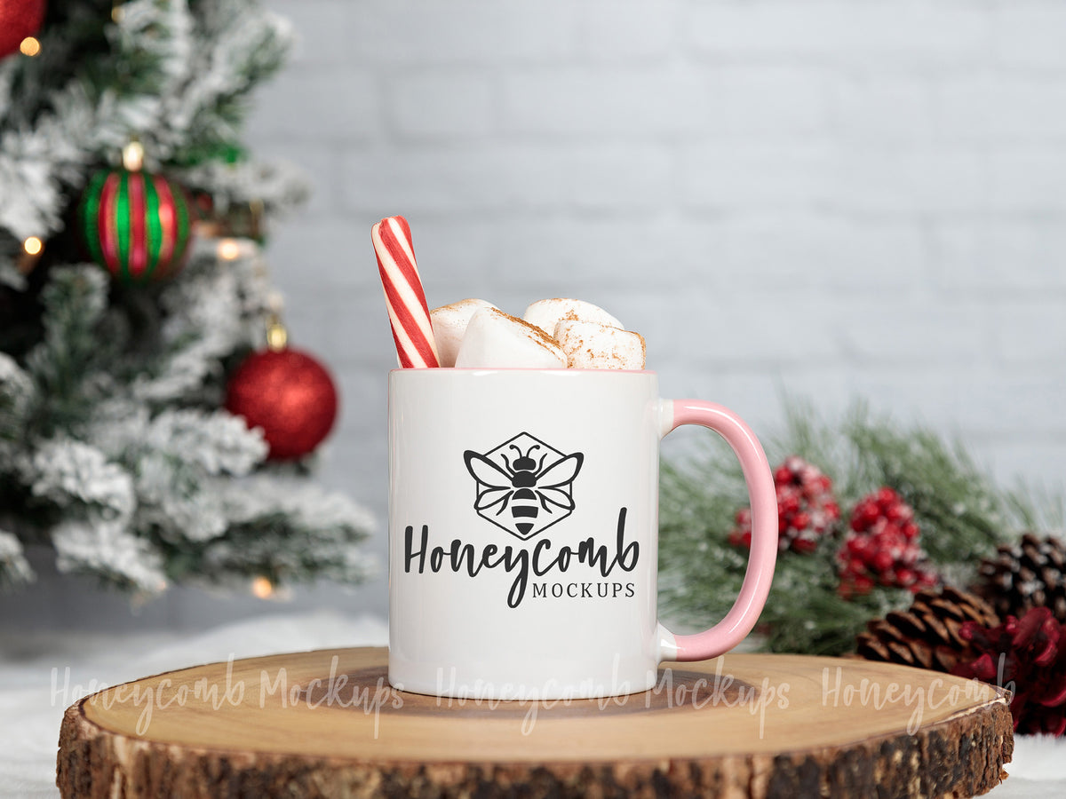 11 Ounce Accent Mug | White/Pink | Christmas | SKU1760