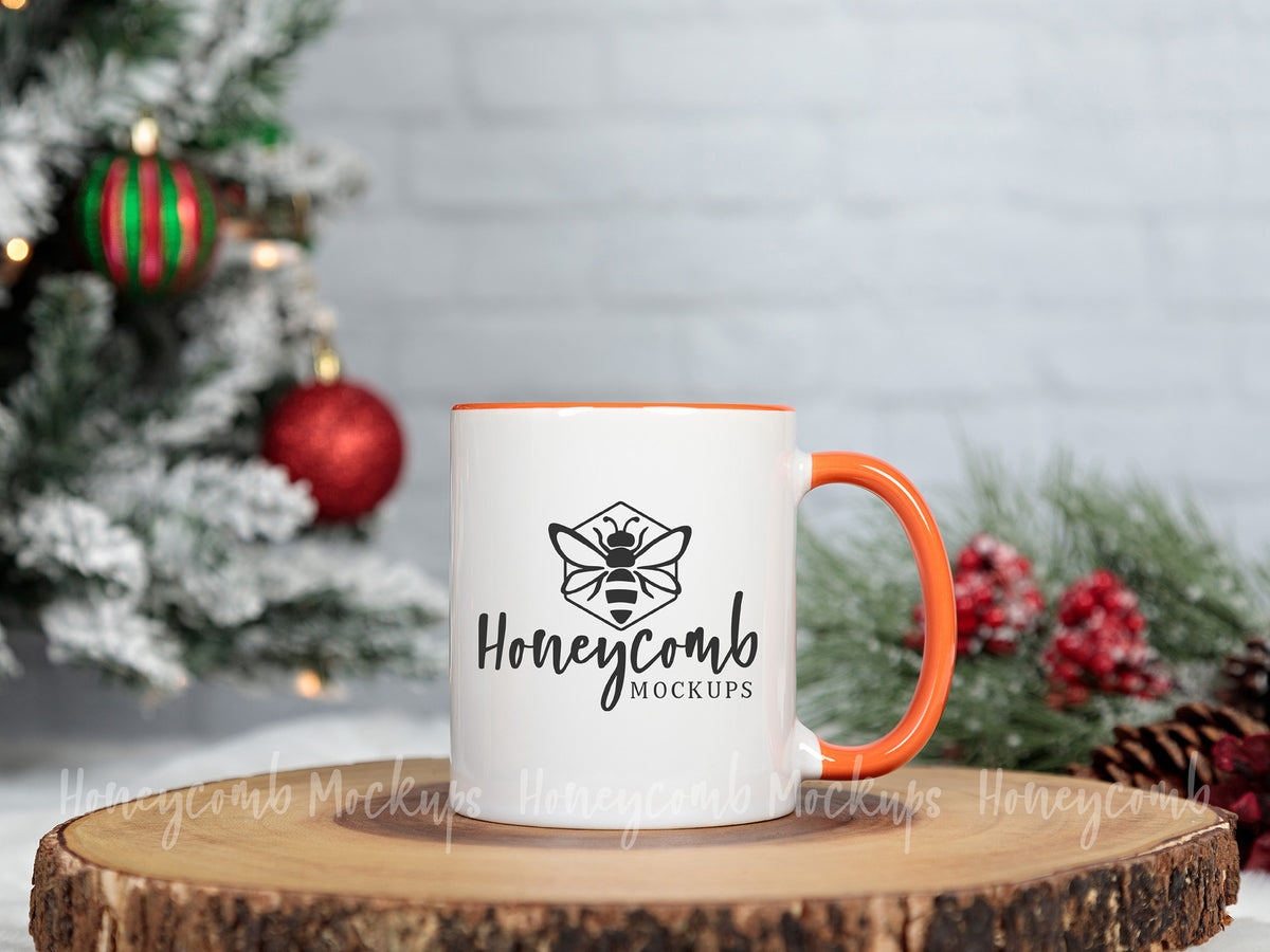 11 Ounce Accent Mug | White/Orange | Christmas | SKU1764