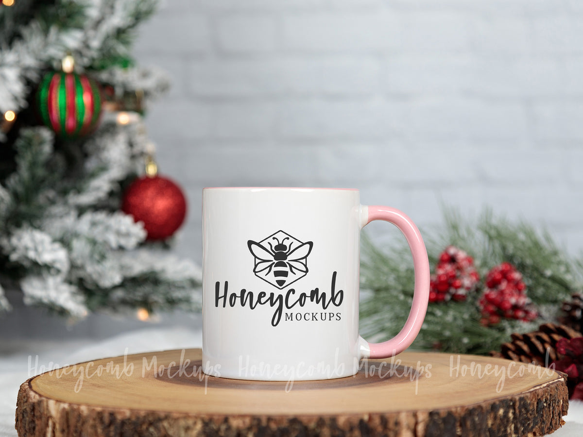 11 Ounce Accent Mug | White/Pink | Christmas | SKU1765