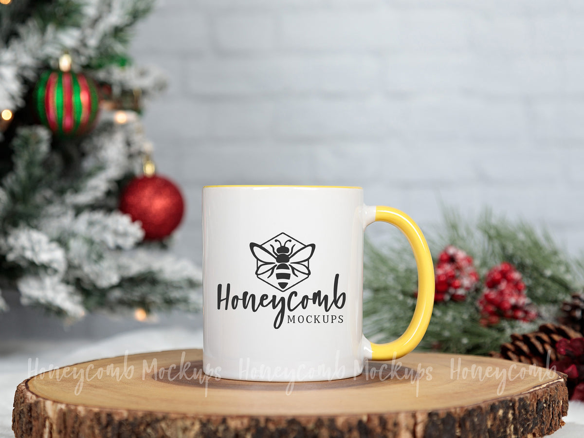 11 Ounce Accent Mug | White/Yellow | Christmas | SKU1768