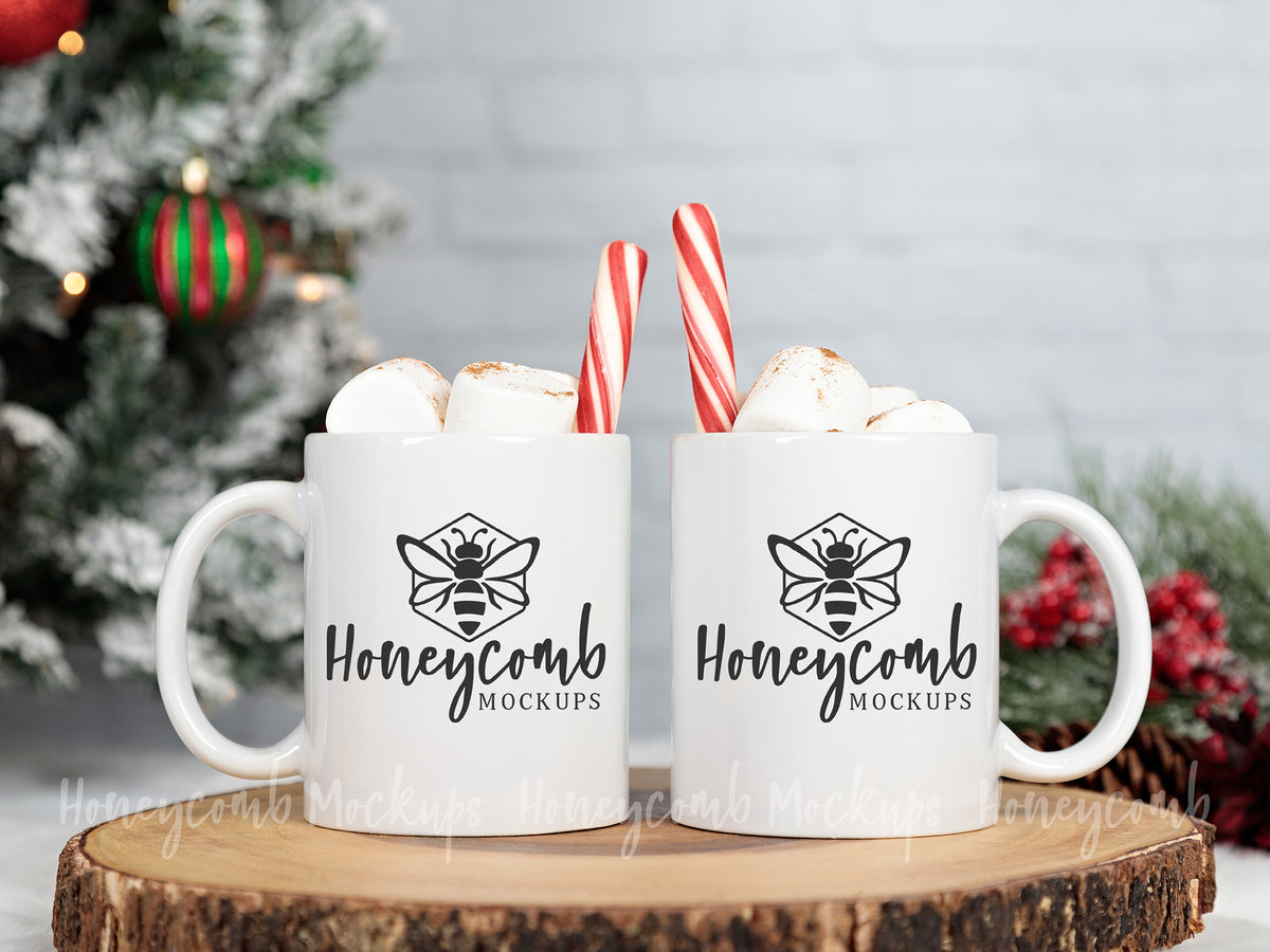 Two 11 Ounce Mugs | White | Christmas | SKU1775