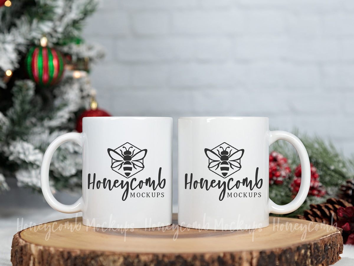 Two 11 Ounce Mugs | White | Christmas | SKU1776