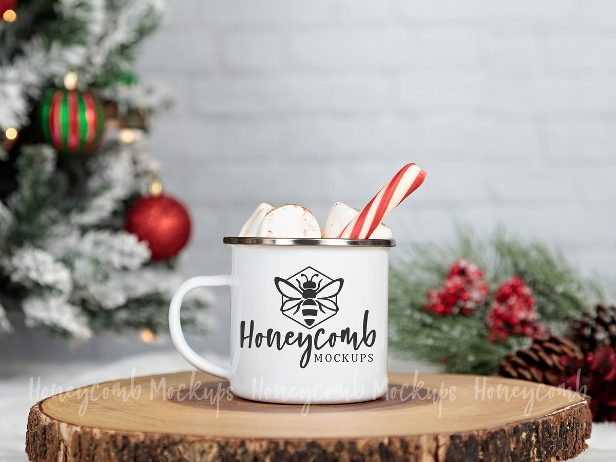 12 Ounce Camping Mug | White/Silver | Christmas | SKU1777