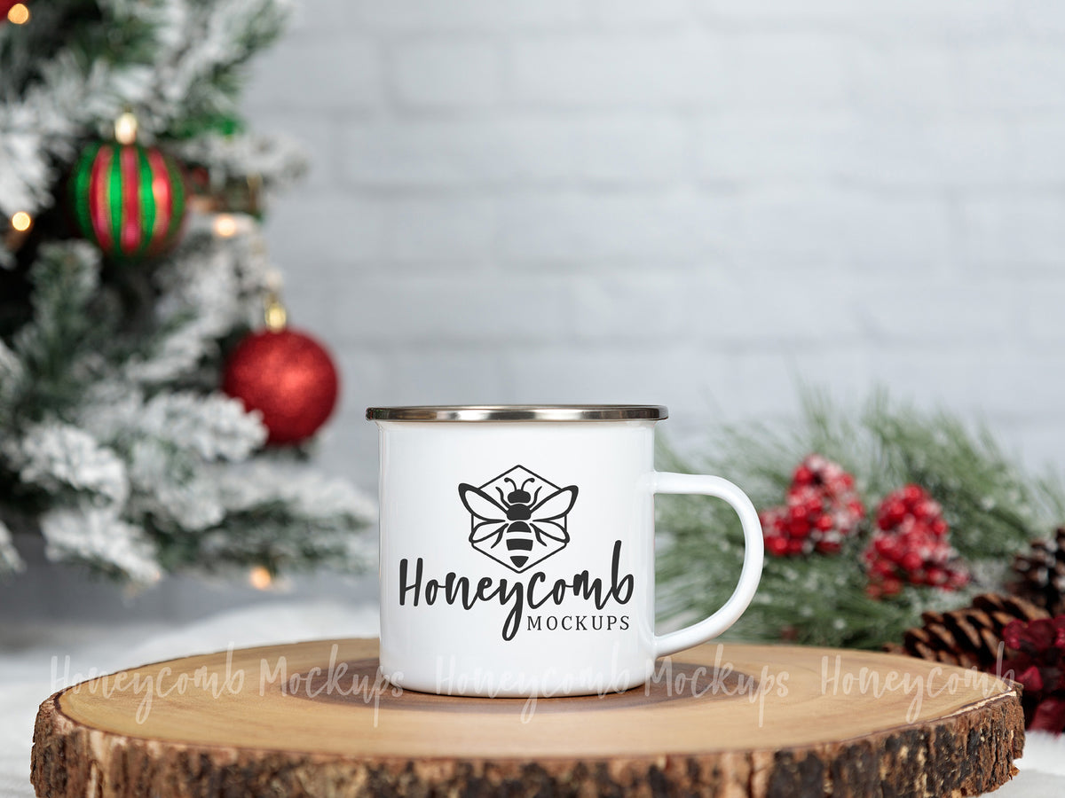 12 Ounce Camping Mug | White/Silver | Christmas | SKU1778