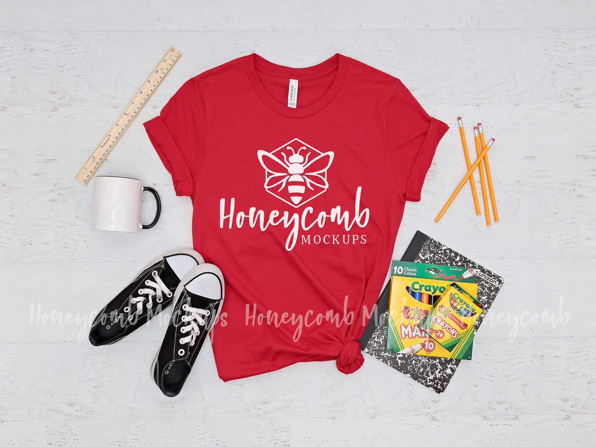 Bella Canvas 3001 T-Shirt | Red | Teacher | SKU1259