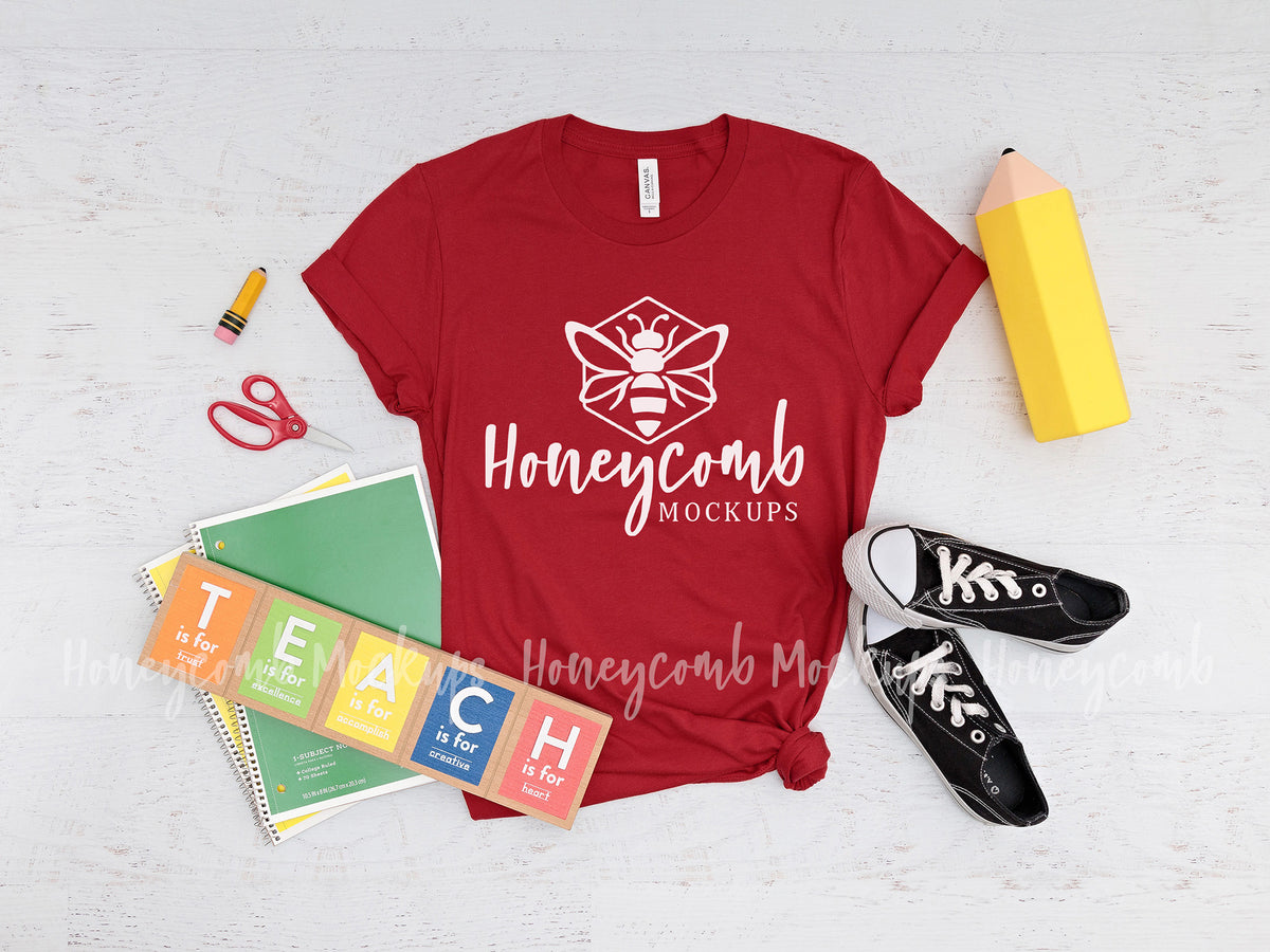 Bella Canvas 3001 T-Shirt | Canvas Red | Teacher | SKU1248