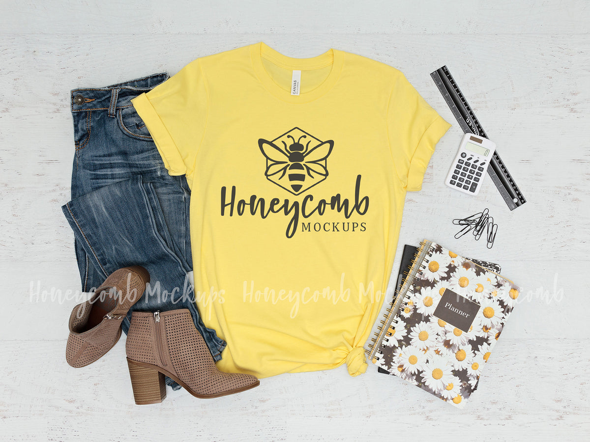 Bella Canvas 3001 T-Shirt | Yellow | Teacher | SKU1269