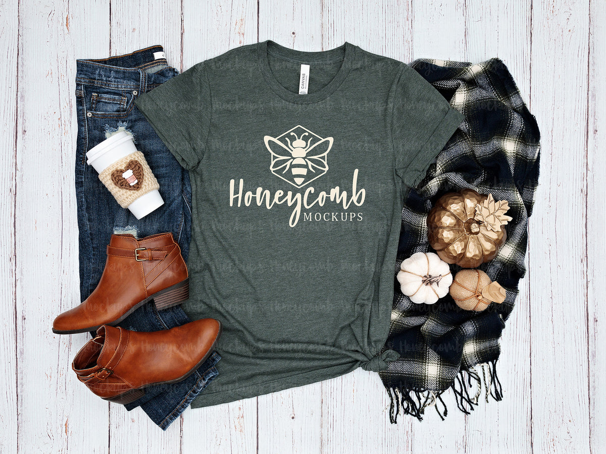 Bella Canvas 3001 T-Shirt | Heather Forest | Fall | SKU1220