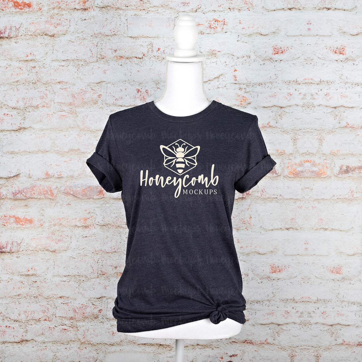 Bella Canvas 3001 T-Shirt | Heather Midnight Navy | Mannequin | SKU1364