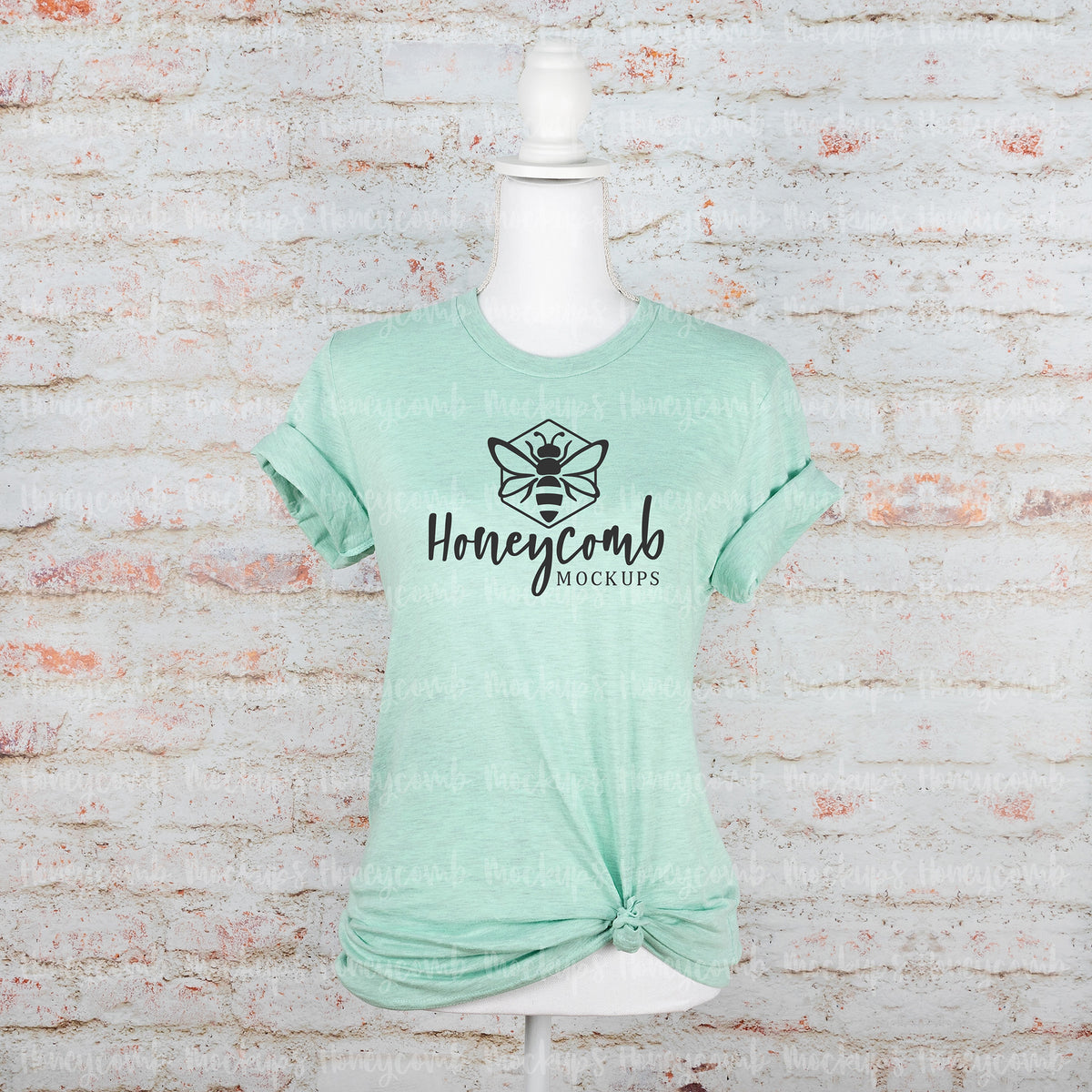 Bella Canvas 3001 T-Shirt | Heather Prism Mint | Mannequin | SKU1371