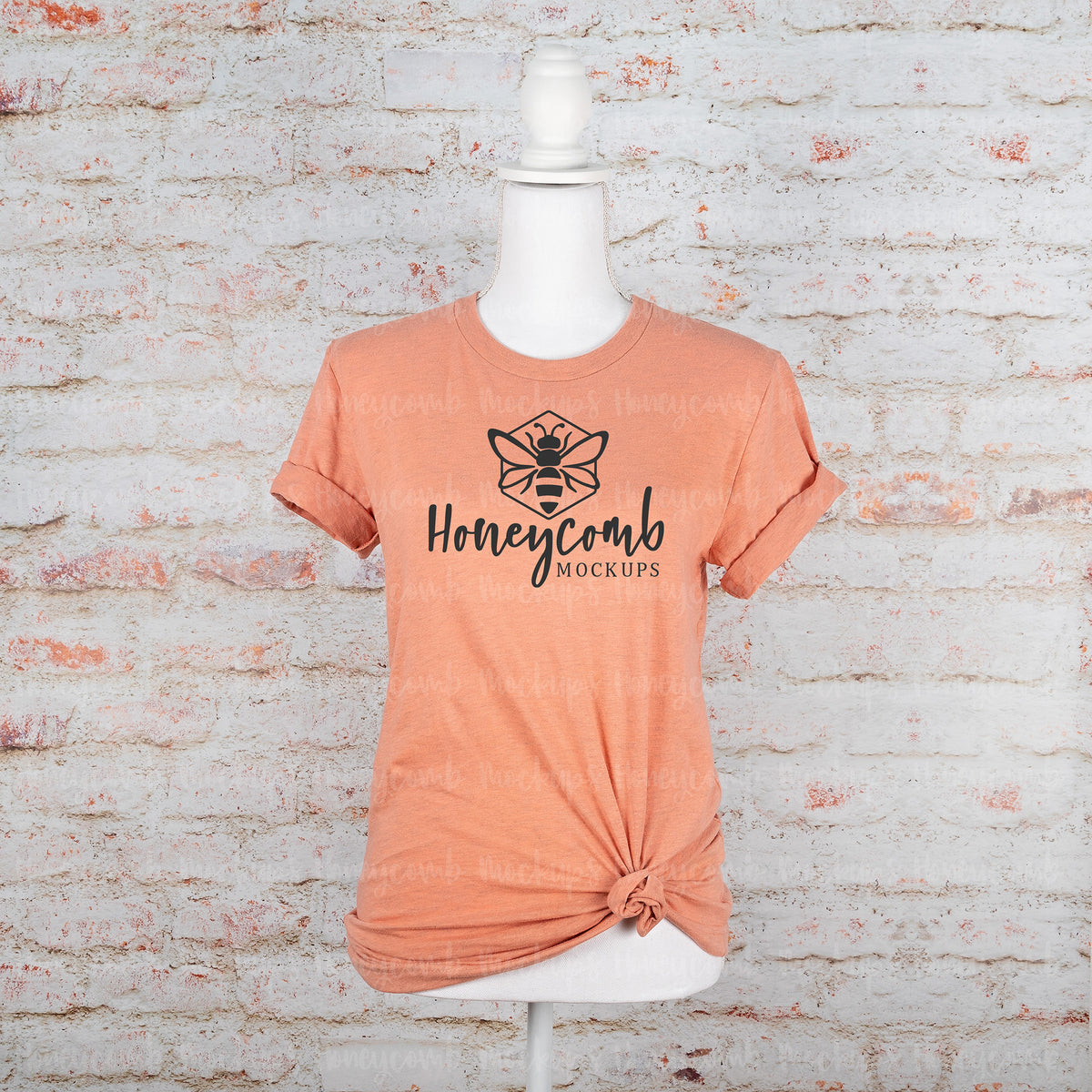 Bella Canvas 3001 T-Shirt | Heather Prism Sunset | Mannequin | SKU1373