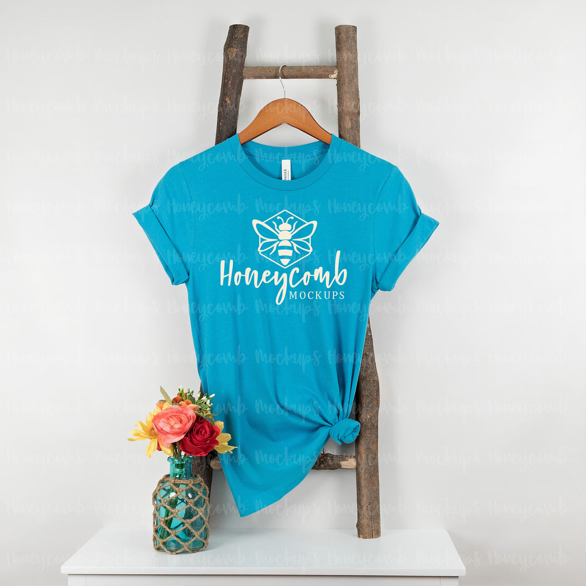 Bella Canvas 3001 T-Shirt | Aqua | Hanging | SKU1005
