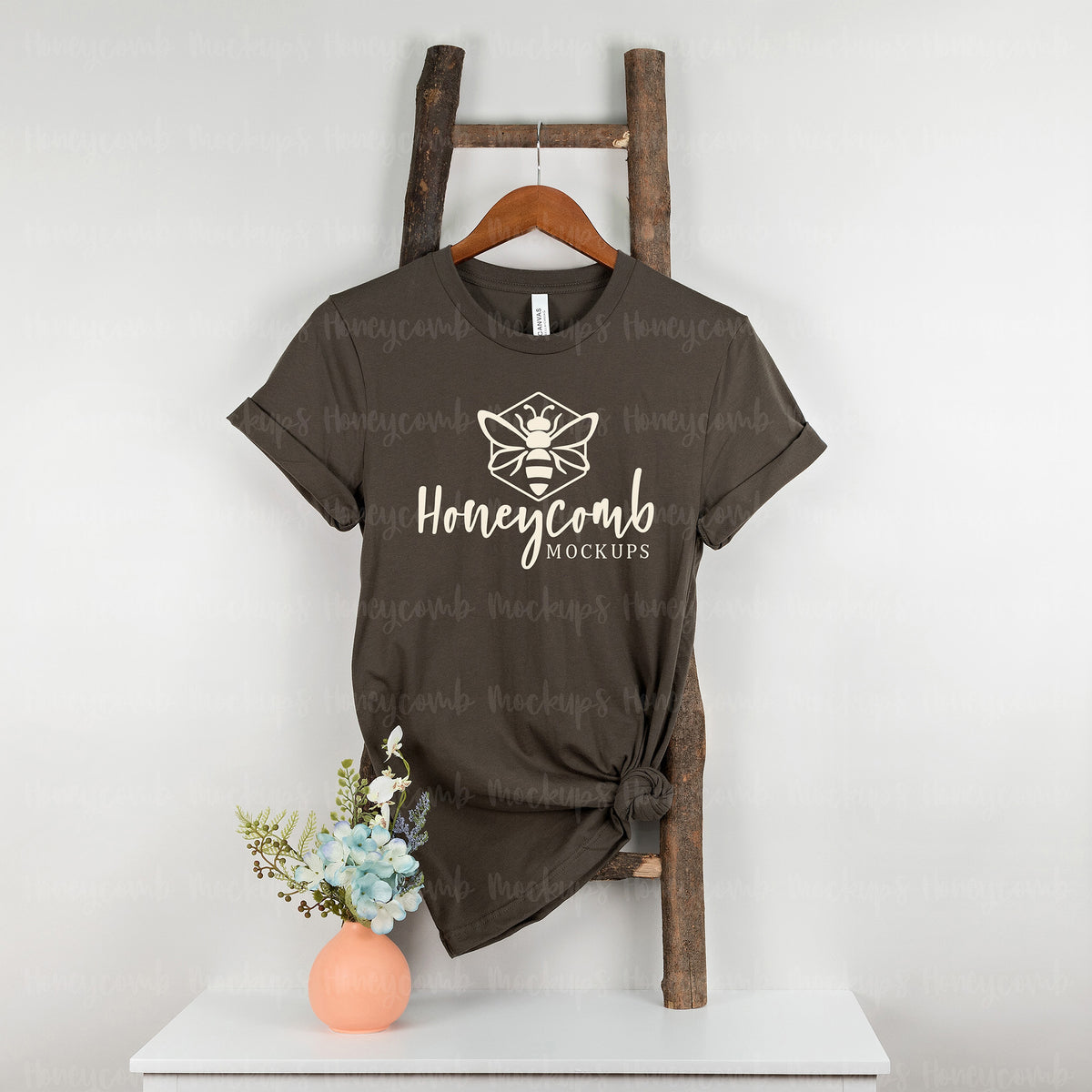 Bella Canvas 3001 T-Shirt | Army | Hanging | SKU1316