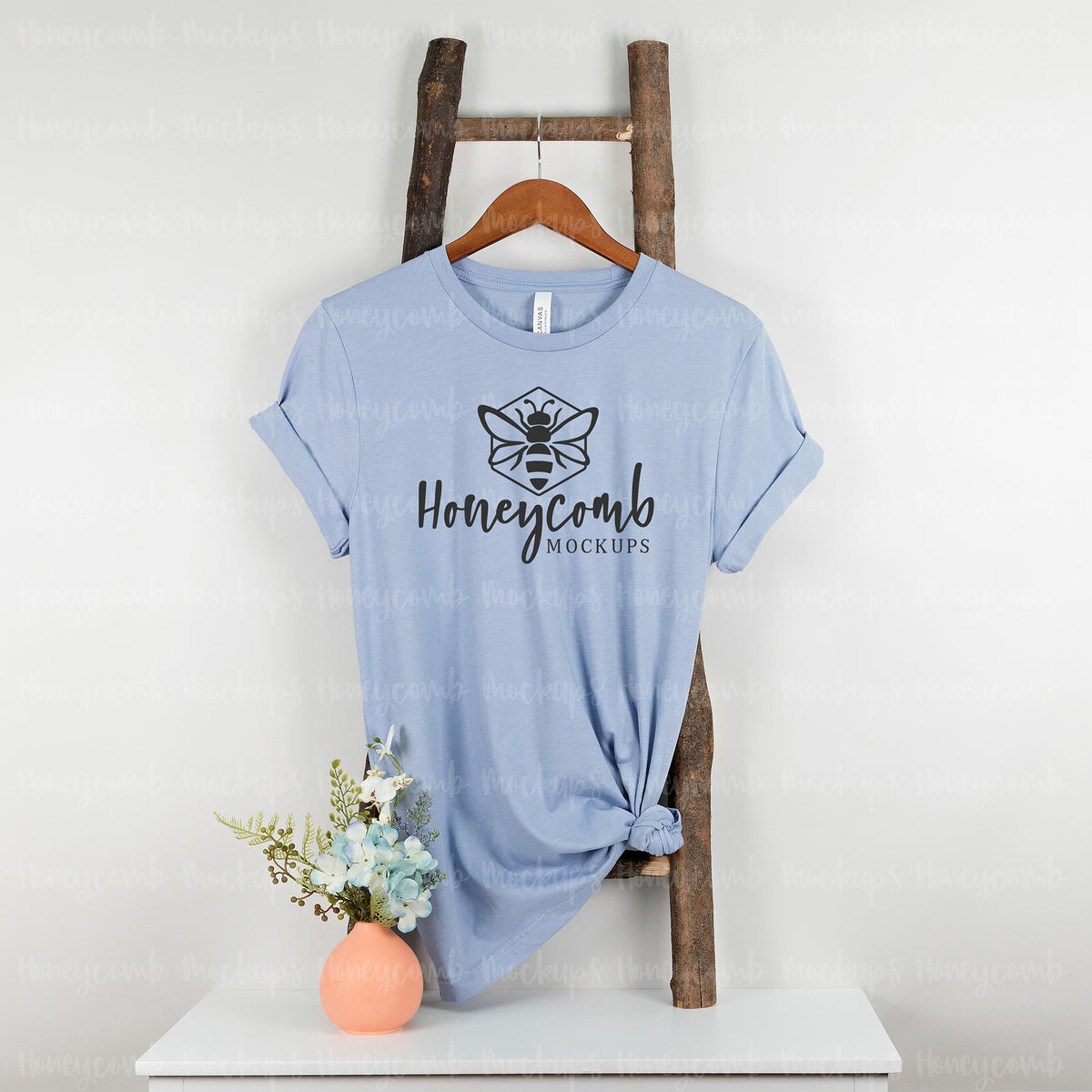 Bella Canvas 3001 T-Shirt | Heather Blue | Hanging | SKU1288