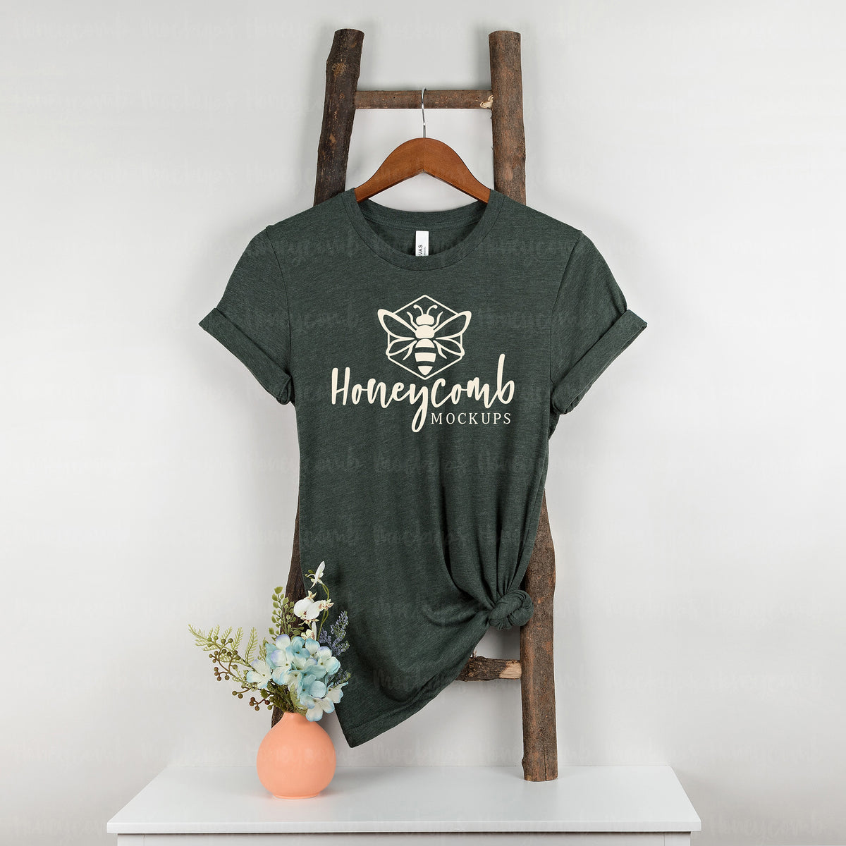 Bella Canvas 3001 T-Shirt | Heather Forest | Hanging | SKU1292