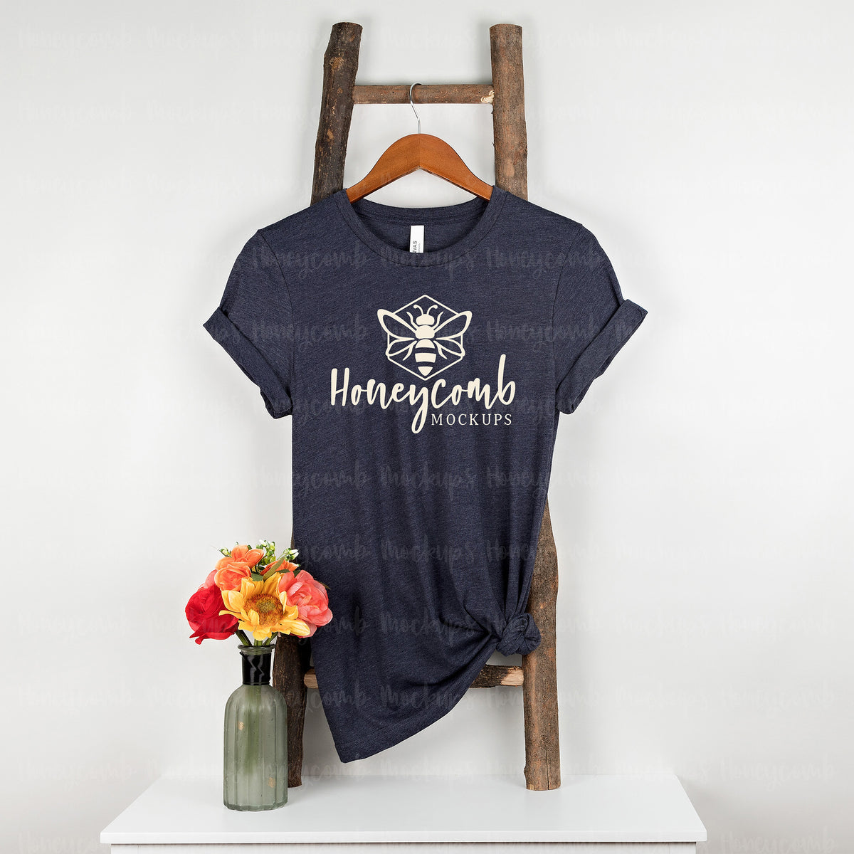 Bella Canvas 3001 T-Shirt | Heather Midnight Navy | Hanging | SKU1327