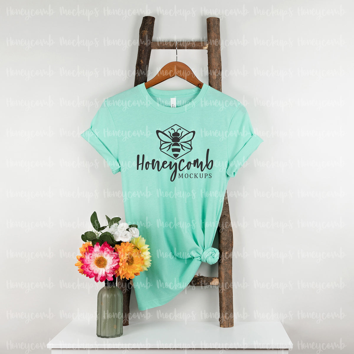 Bella Canvas 3001 T-Shirt | Heather Mint | Hanging | SKU1295