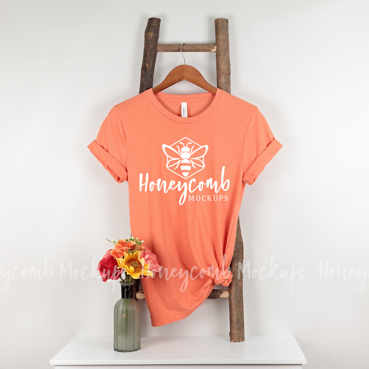 Bella Canvas 3001 T-Shirt | Heather Orange | Hanging | SKU1296