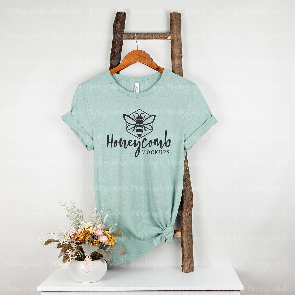 Bella Canvas 3001 T-Shirt | Heather Prism Dusty Blue | Hanging | SKU1328