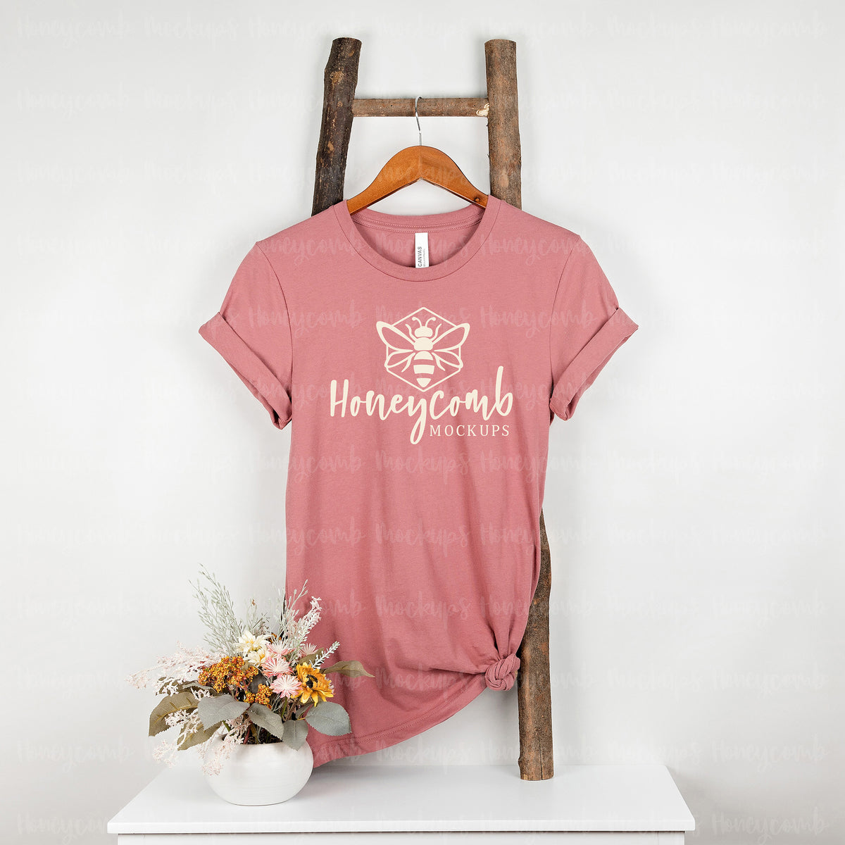 Bella Canvas 3001 T-Shirt | Mauve | Hanging | SKU1306