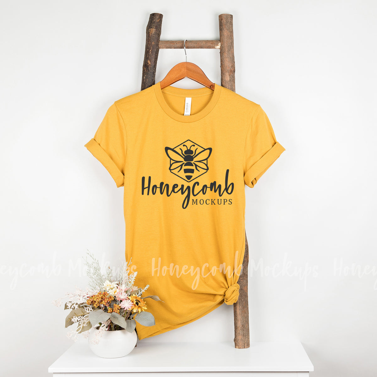 Bella Canvas 3001 T-Shirt | Mustard | Hanging | SKU1337