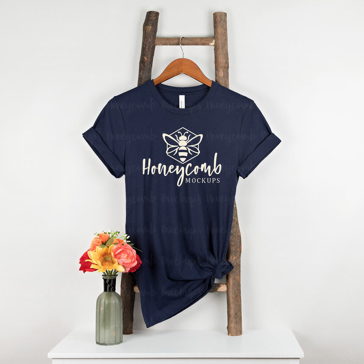 Bella Canvas 3001 T-Shirt | Navy | Hanging | SKU1308