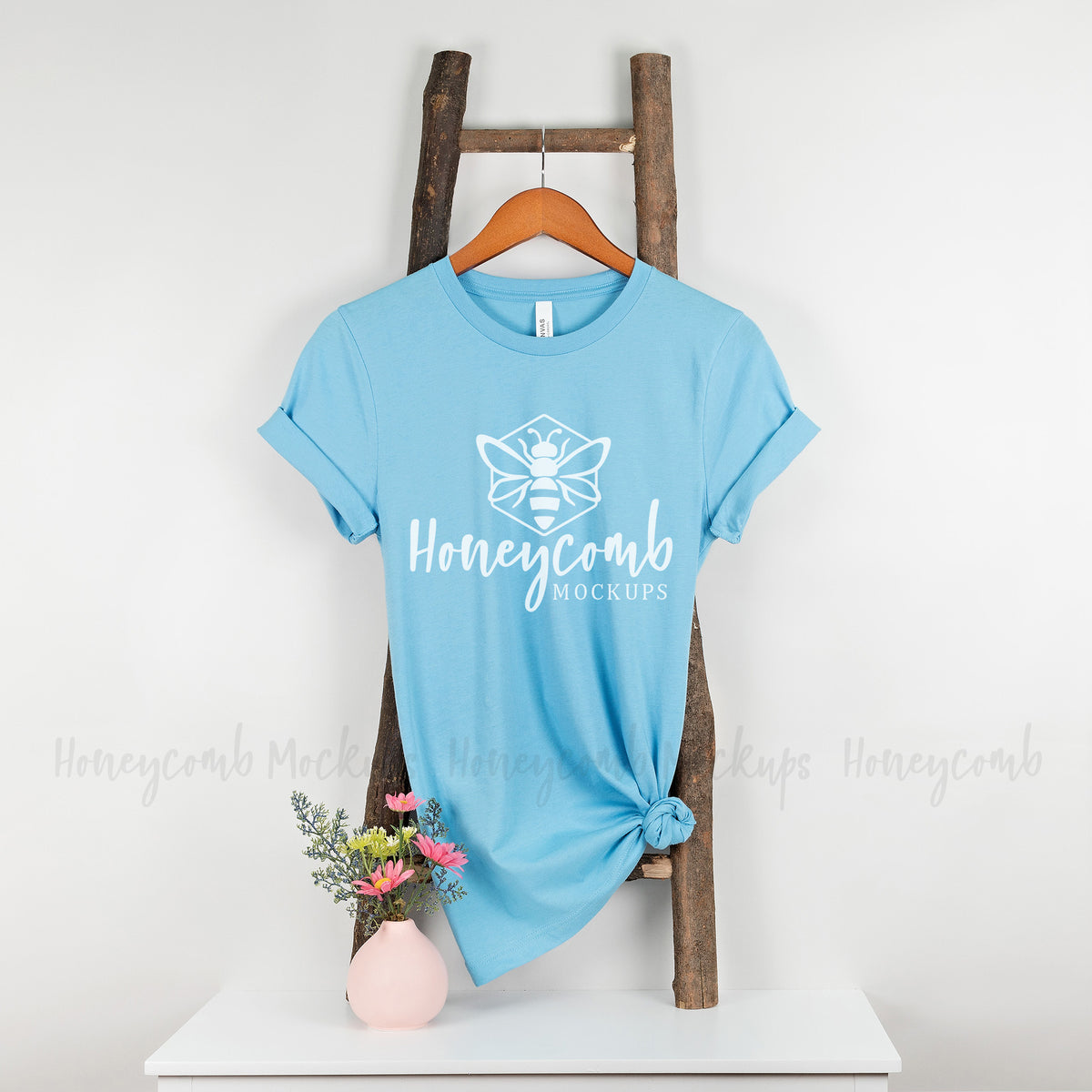 Bella Canvas 3001 T-Shirt | Ocean Blue | Hanging | SKU1309