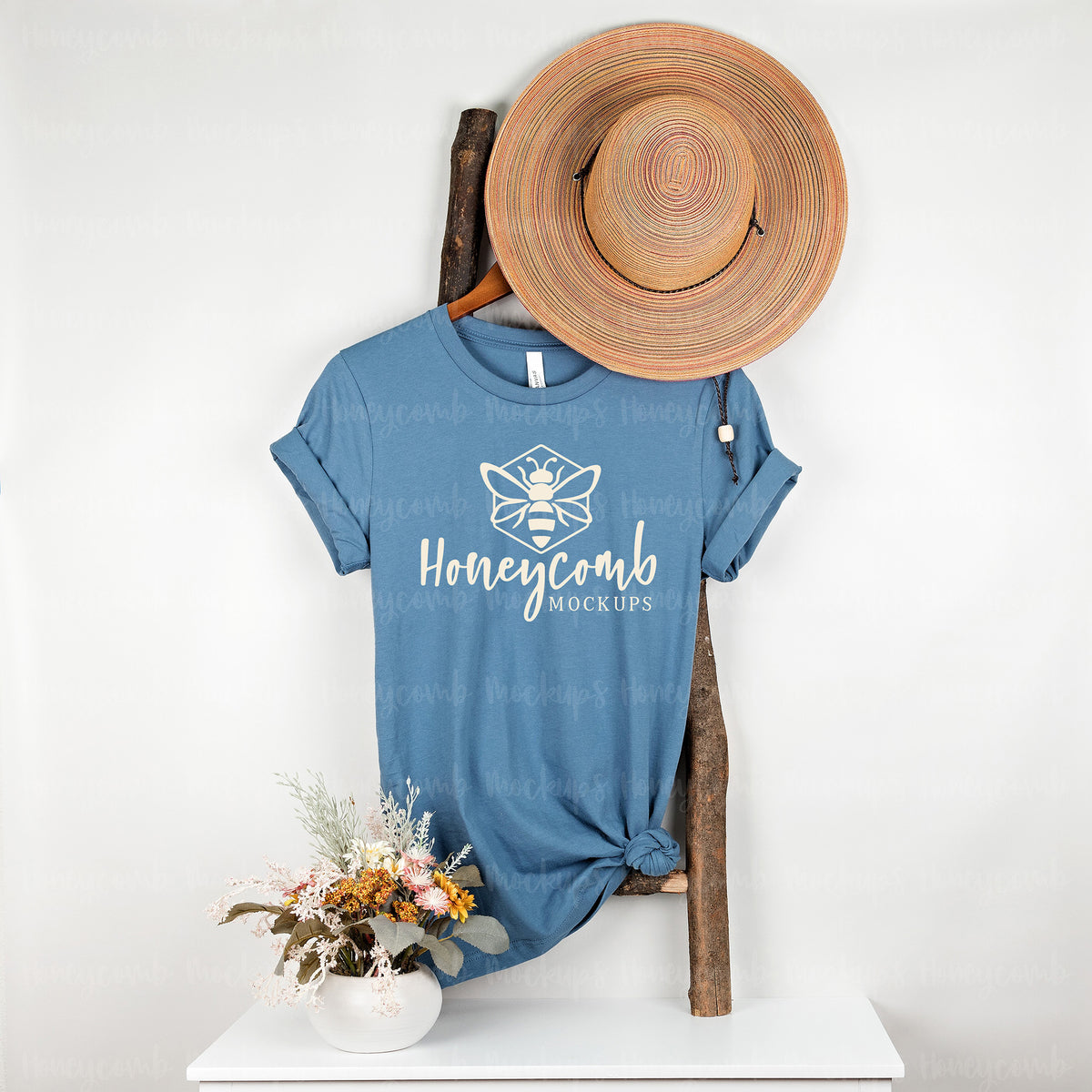 Bella Canvas 3001 T-Shirt | Steel Blue | Hanging | SKU1335