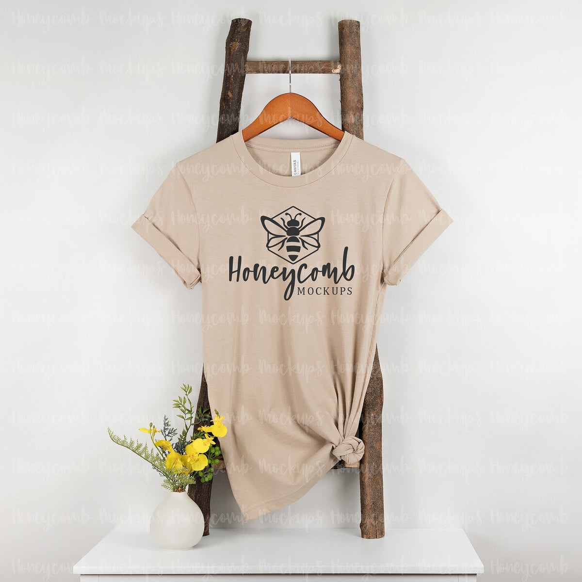 Bella Canvas 3001 T-Shirt | Tan | Hanging | SKU1313