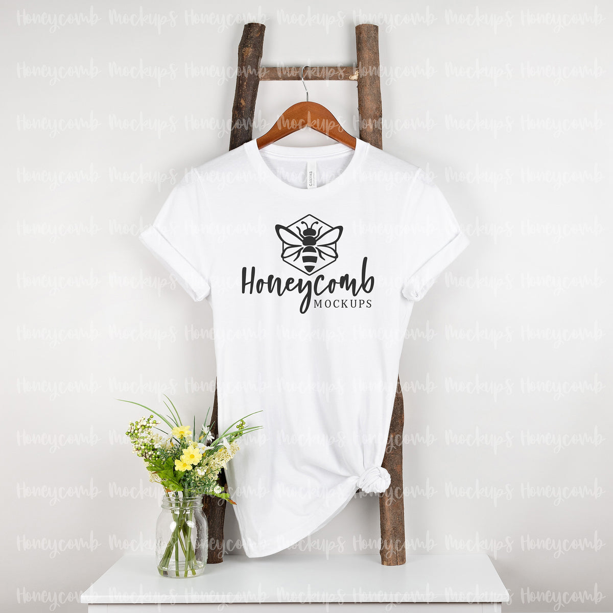 Bella Canvas 3001 T-Shirt | White | Hanging | SKU1336