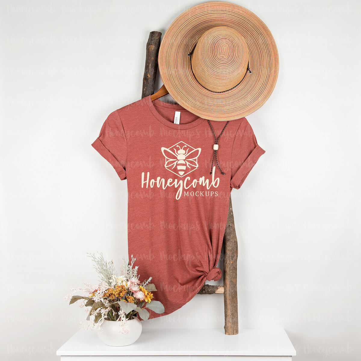Bella Canvas 3001 T-Shirt | Heather Clay | Hanging | SKU1289