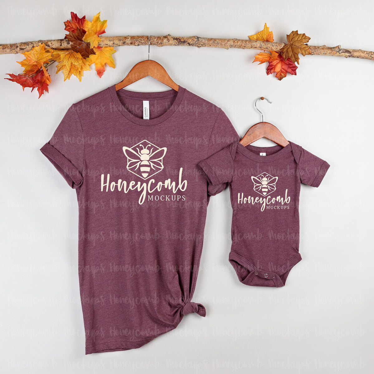 Bella Canvas 100B and 3001 | Heather Maroon | Fall | Mommy and Me | SKU1829