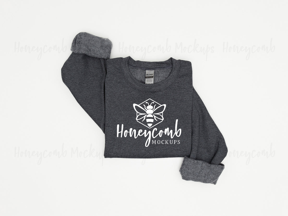 Gildan 18000 Sweatshirt | Dark Heather | Folded | SKU1113