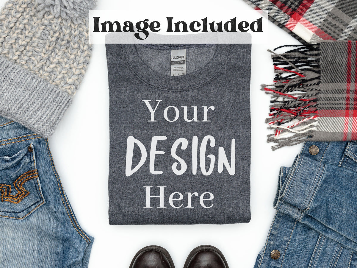 Gildan 18000 Sweatshirt | Dark Heather | Video Mockups | SKU2663