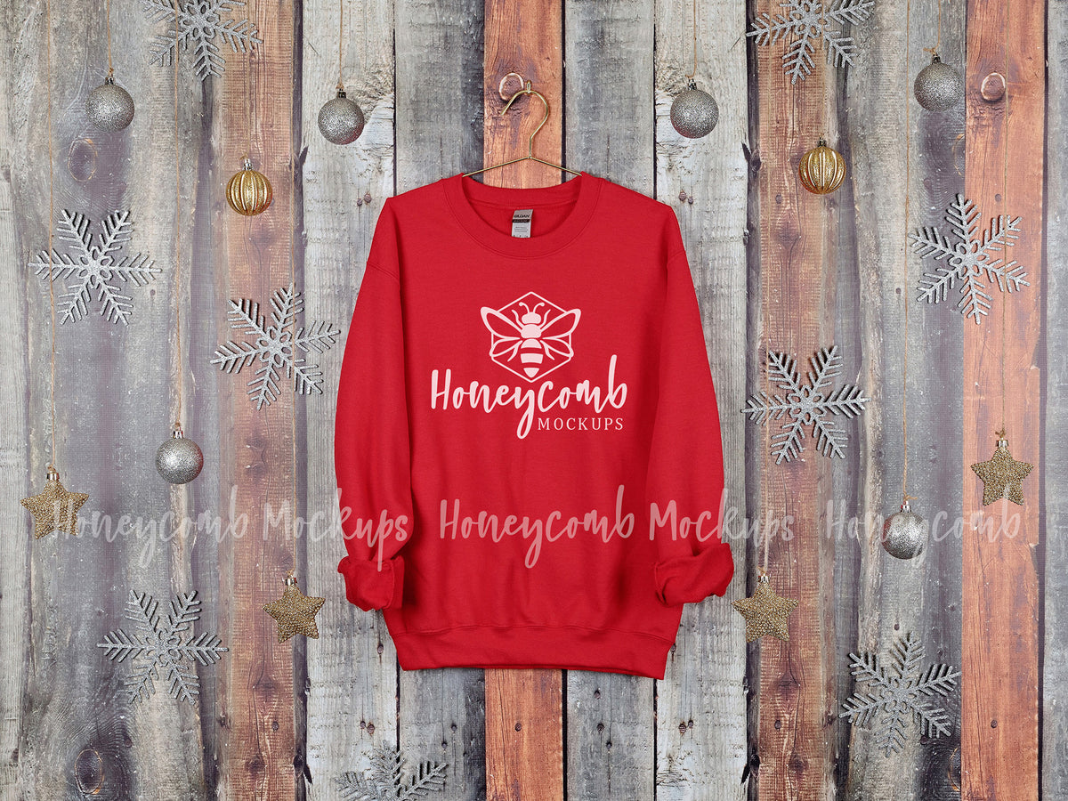 Gildan 18000 Sweatshirt | Red | Christmas | Hanging | SKU2191