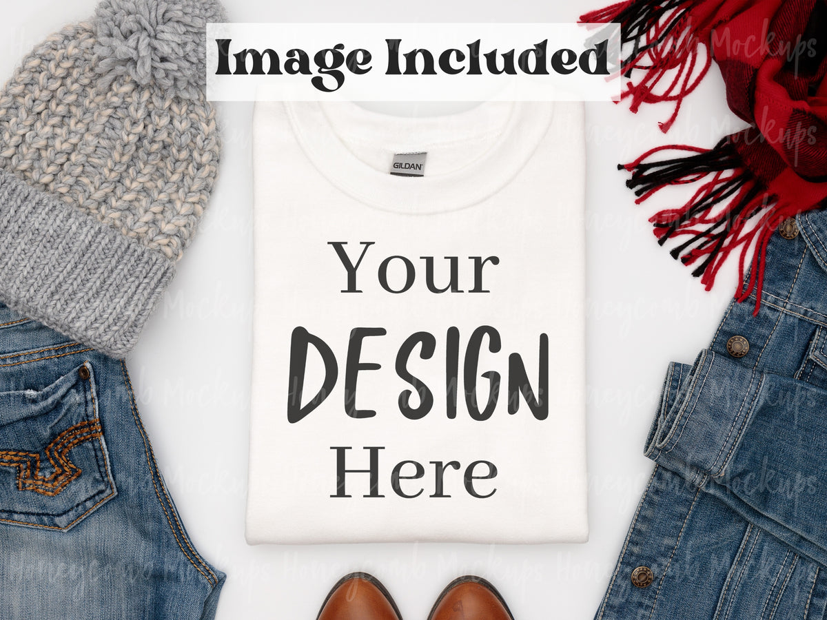 Gildan 18000 Sweatshirt | White | Video Mockups | SKU2667