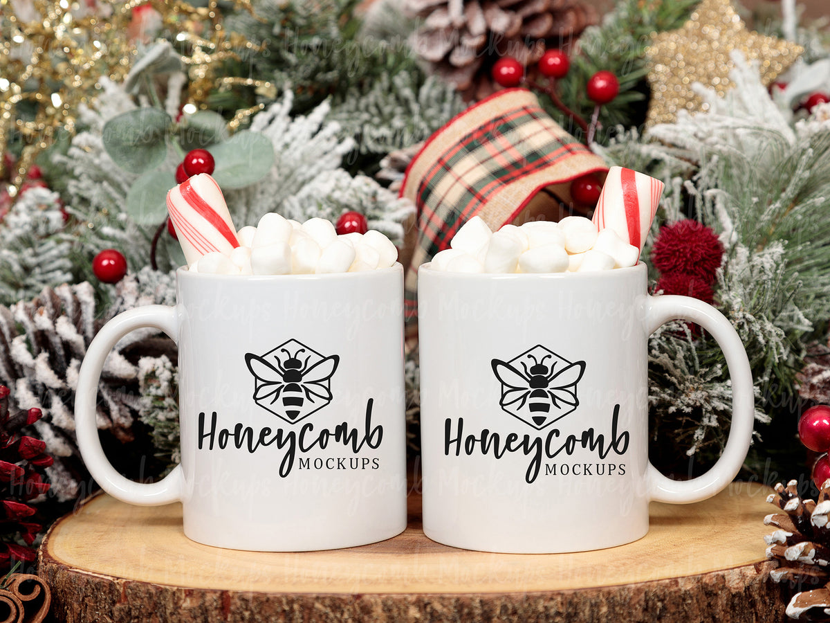 Two 11 Ounce Mugs | White | Christmas | SKU2599