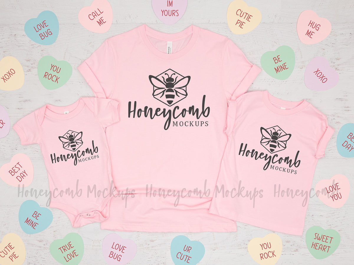 Bella Canvas 100B, 3001, and 3001T  | Pink | Valentines Day | Mommy and Me | SKU1446