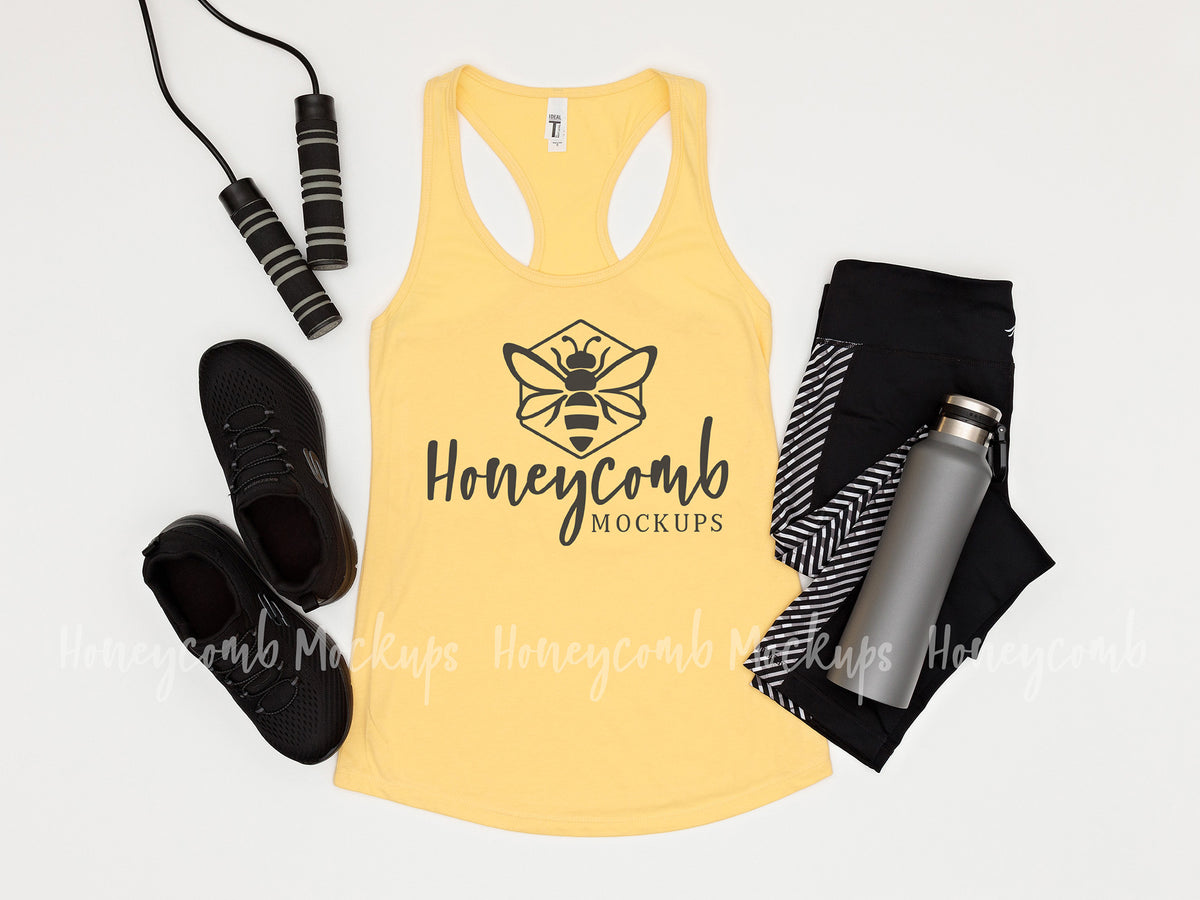 Next Level 1533 Womens Ideal Racerback Tank | Banana Cream | Workout | SKU1190